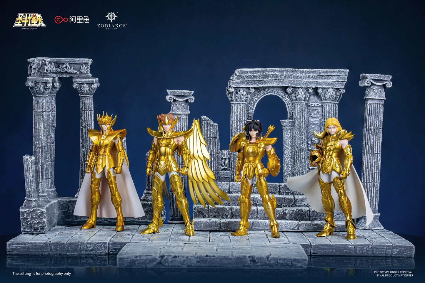 Preventa PVC Dohko,Mu,Shaka & Aioros Figura Caballeros del Zodiako Zodiakos  Estudio
