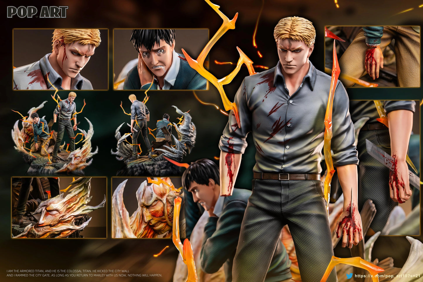 Preventa Resina Reiner Braun & Bertholdt Hoover Figura Attack On Titan POP.ART Estudio