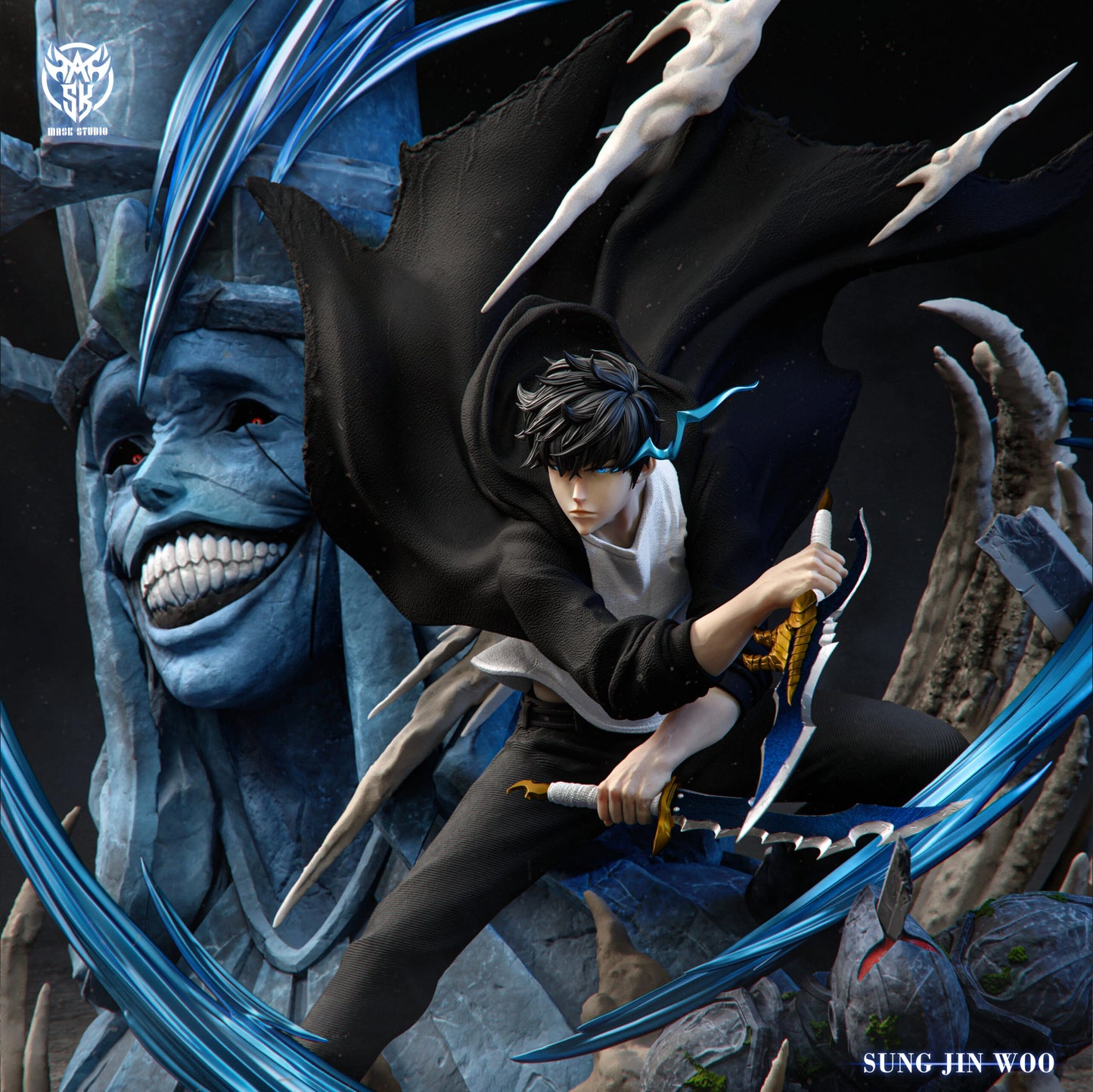 Preventa Resina Sung Jin Woo Figura Solo Leveling Mask Estudio