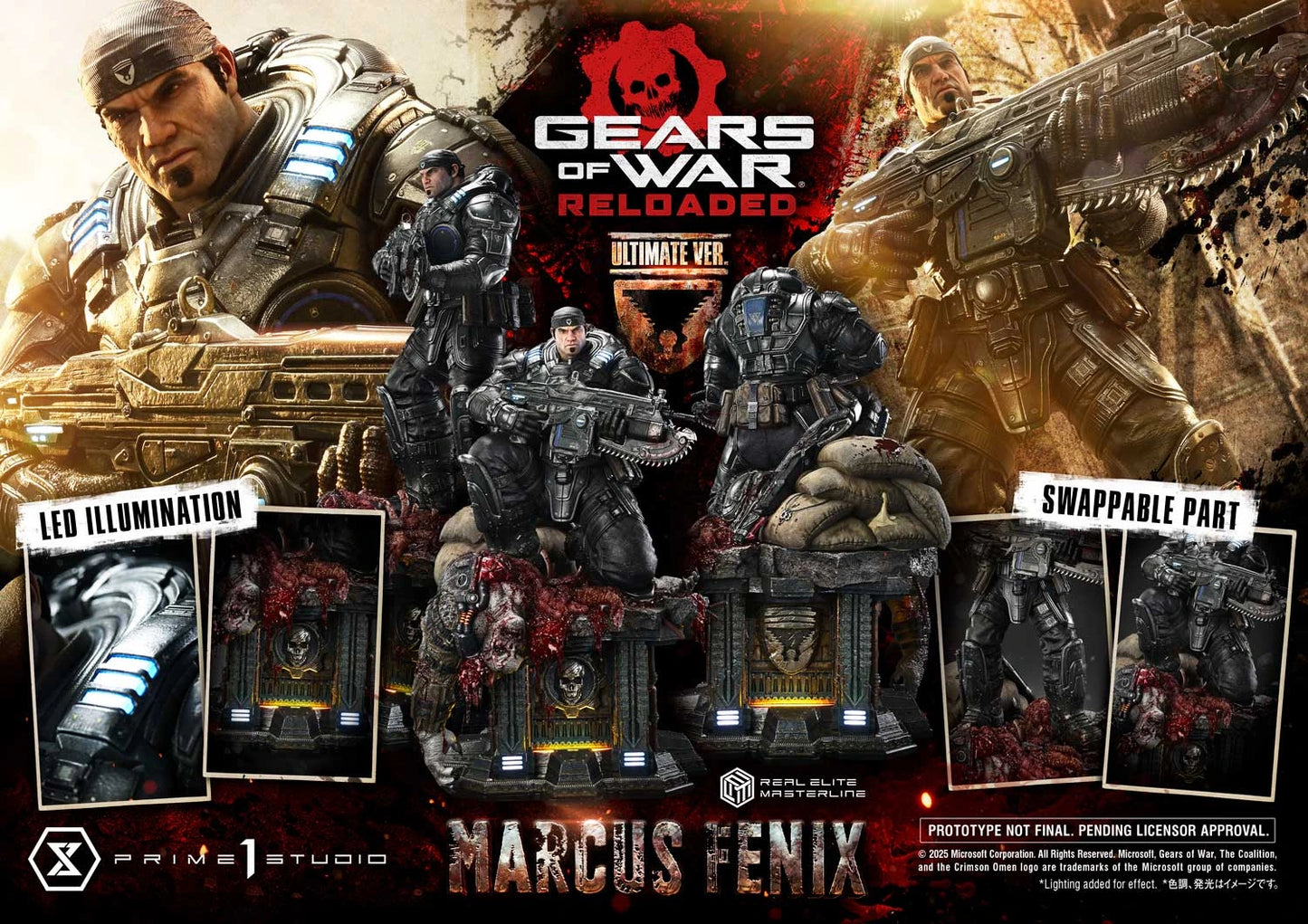 "Preventa Resina Marcus Fenix Figura Gears of War: Reloaded  Prime 1 (Licencia) Estudio"