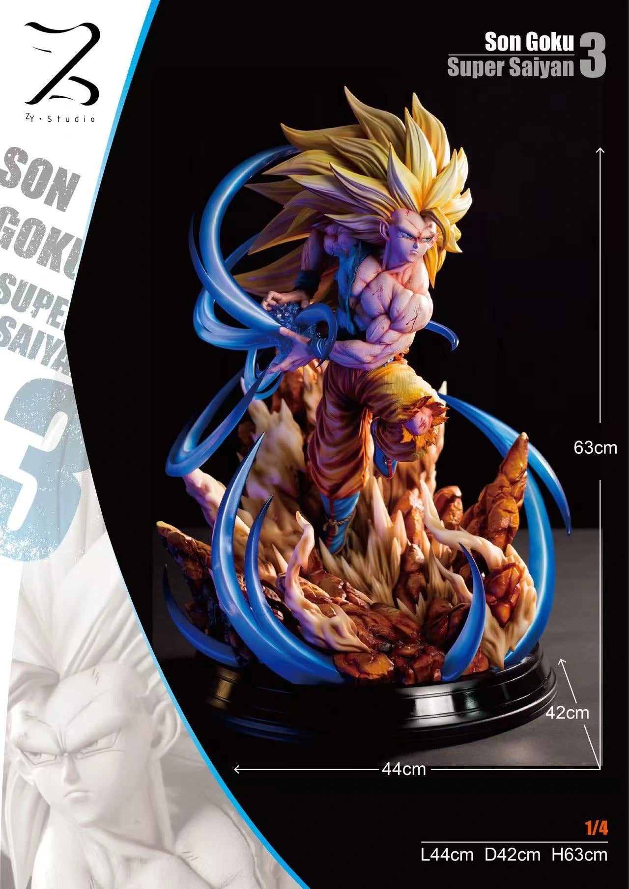 Preventa Resina Goku SSJ3 Figura Dragon Ball Poke Monster & ZY Estudio